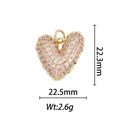 Vue détaillée du pendentif cœur plaqué or 18k avec zircons roses et les dimensions - Pendentif Cœur en Pavé de Pierres Roses (DZ-163)