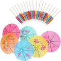 Colorful floral paper cocktail umbrella picks with wooden sticks for drink decoration - 10cm Umbrella Pick