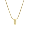 18k gold plated brass snake chain necklace with oval pavé crystal letter pendant - Necklace I / Gold