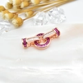 Roségoldener Doppelring-Schmuckverschluss mit lila und weißen Kristallsteinen - Kreis 11.5mm / Roségold