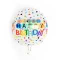 Transparent 22-inch 4D sphere balloon with colorful confetti and Happy Birthday text - 4D Square Birthday