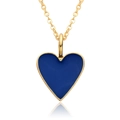 Detailed view of a 14K gold plated necklace featuring a blue enamel heart pendant - Light Blue (A137)