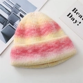 Pink yellow gradient tie-dye knit beanie in soft mohair-style fabric for winter - One Size / Pink Yellow White Gradient