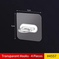 Transparent adhesive wall hooks for kitchen storage, 7cm square ring pack of 4 - Transparent Hanging Rings 4 Pcs Pack