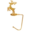 Golden metal reindeer Christmas stocking hook for fireplace mantel decoration - Reindeer / Gold
