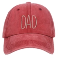 Washed red cotton baseball cap featuring DAD 3D embroidery with vintage finish - Washed Red DAD Embroidery Baseball Cap