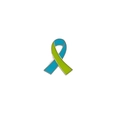 Blue and green enamel ribbon pin badge with silver metal edging for charity awareness - Sky Blue + Lemon Green