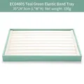 Teal PU leather jewelry display tray with white velvet slots for rings and earrings - Mint Green Ring Display Tray