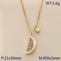 Pendentif tranche de pastèque en cristal brillant sur chaîne dorée pour l'été - Tranche de Pastèque Style A (KN292057-Z)
