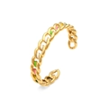Bracciale rigido a catena cubana placcato oro 18K con dettagli in smalto colorato - Bracciale rigido a catena cubana intrecciata aperta - Smalto colorato