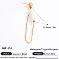 18k gold plated stainless steel earring with white freshwater pearl and size data - EH11626