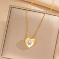 Collana a cuore dorata minimalista con cristallo trasparente in confezione - Cuore Dorato (425)