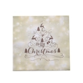 Beige Merry Christmas paper napkins with reindeer print and gold foil snowflakes - Christmas Tree Print Christmas Napkins