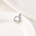18K plated silver ring pendant with white mother of pearl inlay and zircon detail - Style F / White Gold
