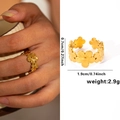 Gold floral titanium steel open ring with size 1.9cm and weight 2.9g specifications - Gold 23-1