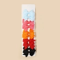 Set of 10 handmade grosgrain ribbon bow hair clips in five assorted vibrant colors - Style 6