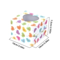 Colorful heart patterned gift box with heart window and sizing details shown - New White Heart