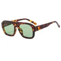 Oversized retro aviator sunglasses with tortoise frame and mint green lenses - Tortoiseshell Frame Green Lens