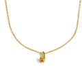 Collier minimaliste en acier inoxydable plaqué or 18 carats avec pendentif lettre J évidé - Lettre J / Or