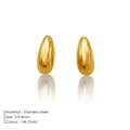 Polished 14k gold teardrop earrings in stainless steel with minimalist curved design - 10x4mm / Gold
