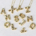 Detailed collection of gold hip hop initial pendants with sparkling cubic zirconia inlay - Alphabet Set