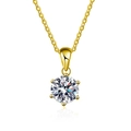 Elegante collana in argento 925 moissanite con ciondolo oro 1 carato e castone a sei griffe - 1 ct / Oro