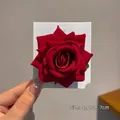 Vibrant red silk velvet rose hair clip, approximately 7cm diameter flower hair accessory - Red Rose Hair Clip