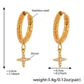 Specifiche delle dimensioni per orecchini a croce in acciaio dorato 18k con zirconi - Stile Martellato (Q016) / Oro
