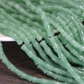 Bamboo-shaped green glass beads for DIY jewelry making and artisanal bracelets - 6x12mm Dark Celadon (1Pc)