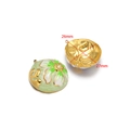 27mm gold-plated stainless steel flower pendant in light green and white enamel finish - Oval Flower / 26*27mm / Green Gradient
