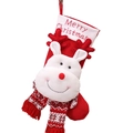 Red knitted Christmas stocking with 3D reindeer decor and Merry Christmas embroidery - Large Head Reindeer Knitted Stocking