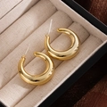 Minimalist golden bean stud earrings with high-polish finish in a jewelry box - Gold Small C-Shape