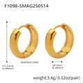 Polished 18k gold plated stainless steel hoop earrings with 1.23cm outer diameter - Gold (F1098-5)