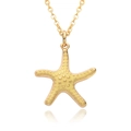 Collier avec pendentif étoile de mer dorée, émail jaune crème et style bohème - Jaune