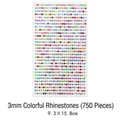 3mm multi-colored rhinestone stickers with 750 self-adhesive crystals for kids DIY crafts - 3mm Colorful Rhinestones