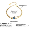 Detail of 18k gold plated double layer bracelet with blue crystals and zircon chain - Gold Color Blue Zirconia (17+5cm)