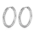 Pendientes de aro minimalistas de acero de titanio plateado 18K con textura martillada - 2.5*10mm / Color Acero