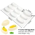 9-cavity egg-shaped white silicone mold for mousse cakes, chocolates and desserts - 9-Cavity Half Egg Mold MCM-447