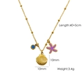 Collana in acciaio inox 14K con ciondolo a conchiglia e stella marina viola - N1-Conchiglia Stella Marina Gemma