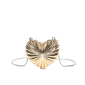 Retro gold heart-shaped metal shoulder bag with shell texture and chain strap - Heart Shaped Gold