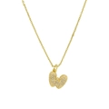 18k gold plated brass heart necklace featuring sparkling micro-pave cubic zirconia crystals - Necklace W