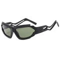 Gafas de sol Y2K futuristas con montura negra mate y lentes de color gris verde - Montura Negra con Lentes Verdes Oscuras