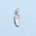 925 sterling silver feather charm with intricate hollow texture for DIY jewelry making - Feather Charm
