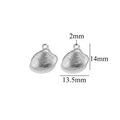 Silver shell-shaped stainless steel jewelry pendant measuring 14mm by 13.5mm for DIY design - Steel Color Shell-536