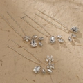 Lot de quatre épingles à cheveux argentées en U avec strass et perles pour la coiffure - HS-J6639S Argent (4 pièces/paquet)
