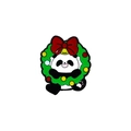 Christmas panda wreath enamel pin with red bow and colorful balls for clothing - Panda Christmas Wreath (CZ2288-2)