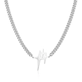 Cadena cubana gruesa de acero de titanio con colgantes de estrella y cruz en blanco - Longitud de la cadena 50+5cm / Plateado