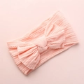 Premium soft pink nylon baby headband featuring a delicate jacquard bow design for infants - Light Pink