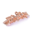 Detail of rose gold bow hair clip with sparkling brown and clear rhinestones - Style E / Champagne
