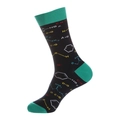 Schwarze Socken mit tealfarbenen Akzenten und bunten chemischen Moleküldrucken - Einheitsgröße / 204-Schwarz Chemieformel